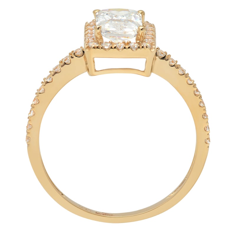 1.85ct Emerald Cut Sim Halo Engagement Ring Bridal Band 14k Yellow Gold Rings Woman Gift Promise Band Woman Gift Band Woman Promise Band