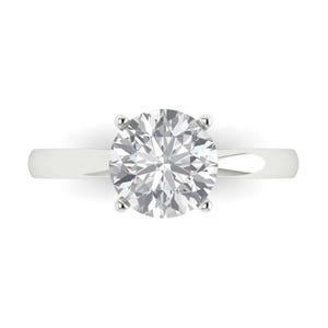 2ct Round Moissanite Engagement Ring: 14K White Gold Solitaire