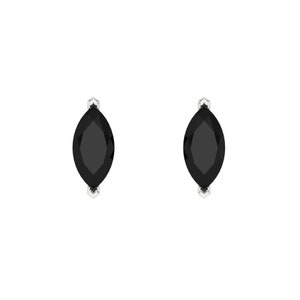 1.0 ct Brilliant Marquise Cut Solitaire Studs Natural Onyx Stone White Gold Earrings Push back