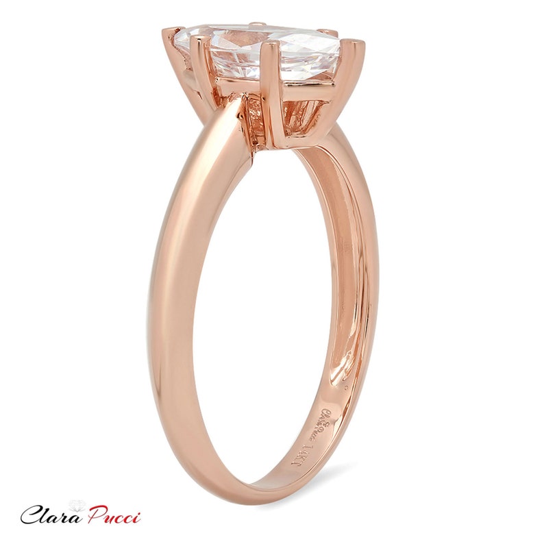 Rose Gold Engagement Ring Rose Gold Wedding Band Rose Gold Ring 1 ct Marquise Cut Solitaire Engagement Wedding Ring Solid 14k Rose Gold
