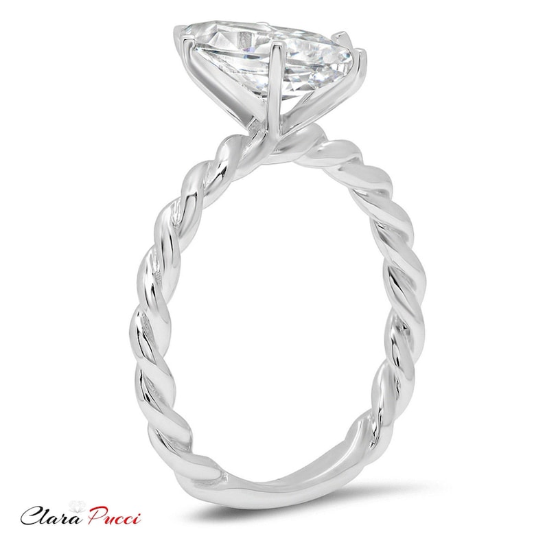 Ring Marquise Ring Marquise Cut Marquise Engagement Ring 2.0CT Marquise Wedding Promise Twisted Knot Solitaire Ring Band 14k White Gold
