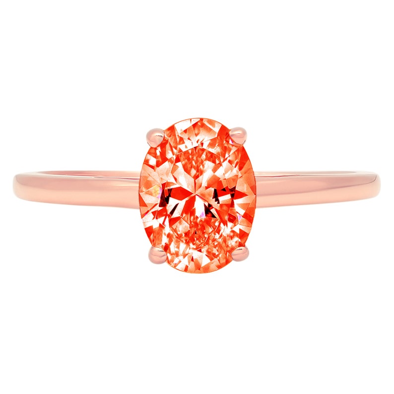 1 ct Oval CutFiery Red Simulated Diamond Classic Wedding Engagement Designer Bridal Promise Designer Ring Solid 14k Rose Gold