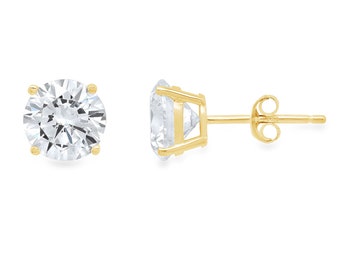 3 ct Brilliant Round Cut Solitaire Studs Conflict Free Natural Diamond VS1-2 Color I-J Yellow Solid 14k or 18k Gold Earrings Push Back