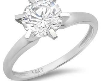 3 ct Brilliant Round Cut Conflict Free Natural Diamond VS1-2 Color J-K White Solid 14k or 18k Gold Solitaire Ring