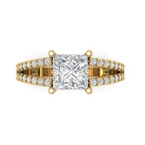 Gold Forever Band, Gold Band, Forever Gold Band, 2.48 Ct Simulated Princess Cut Accent Solitaire Wedding Bridal Ring Solid 14k Yellow Gold
