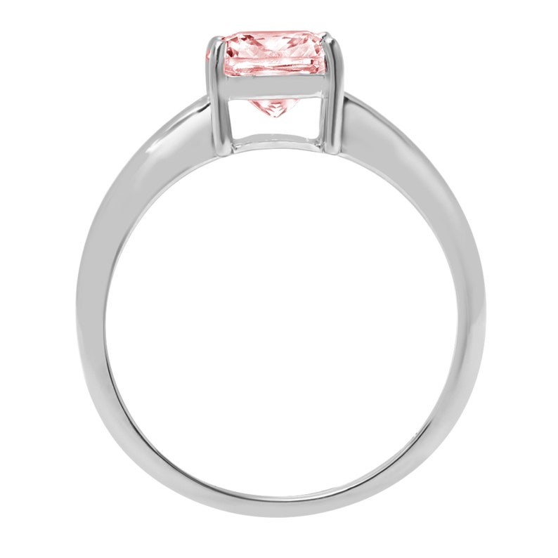 1.50 ct Cushion Cut Pink Simulated Diamond Classic Wedding Engagement Bridal Promise Designer Ring Solid 14k White Gold