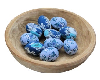 Blue Floral Fabric Chinoiserie Inspired Eggs, Farmhouse Easter Decor, Spring Home Decor, Easter, Basket Filler