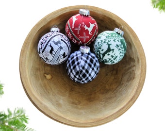 Holiday Christmas Ornaments.  Reindeer and Snowflakes. Country Farmhouse Christmas.