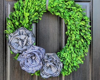 Wreath Floral Applique.  Plaid Floral.