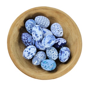 Blue and White Eggs, Fabric Chinoiserie Inspired Eggs, Farmhouse Easter Decor, Spring Home Decor, Easter, Basket Filler