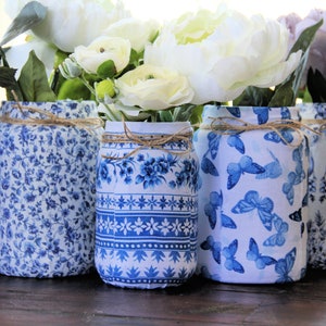 Chinoiserie Chic Fabric Covered Jar Vases - Mother's Day Special