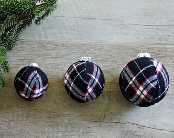 Plaid Christmas Ornaments.  Modern Christmas Decor, Cabin Holiday, Tree Decor, Christmas Ball, Classic Holiday Plaid, Farmhouse, Flannel