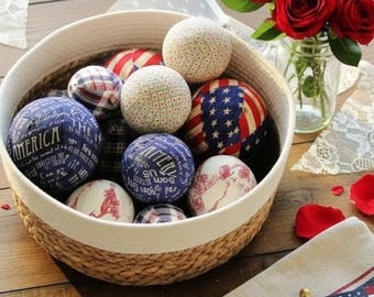 Patriotic Fabric Rag Balls: Americana 4th of July Decor