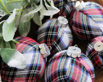 Plaid Christmas Ornaments.  Modern Christmas Decor, Tree Decor, Classic Plaid, Flannel, Chinoiserie & Plaid