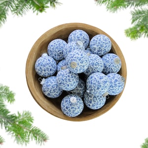 Chinoiserie Chic Inspired Christmas Ornaments - Blue Floral