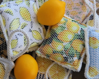 WASHABLE SPONGE. Zero Waste. Washable and Reusable. Pick your own Lemon Design.