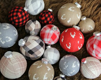 Oh Deer! Christmas Ornaments.  Lumberjack Christmas Decor, Cabin Holiday, Tree Decor, Christmas Ball, Farmhouse Holiday, Reindeer Ornament