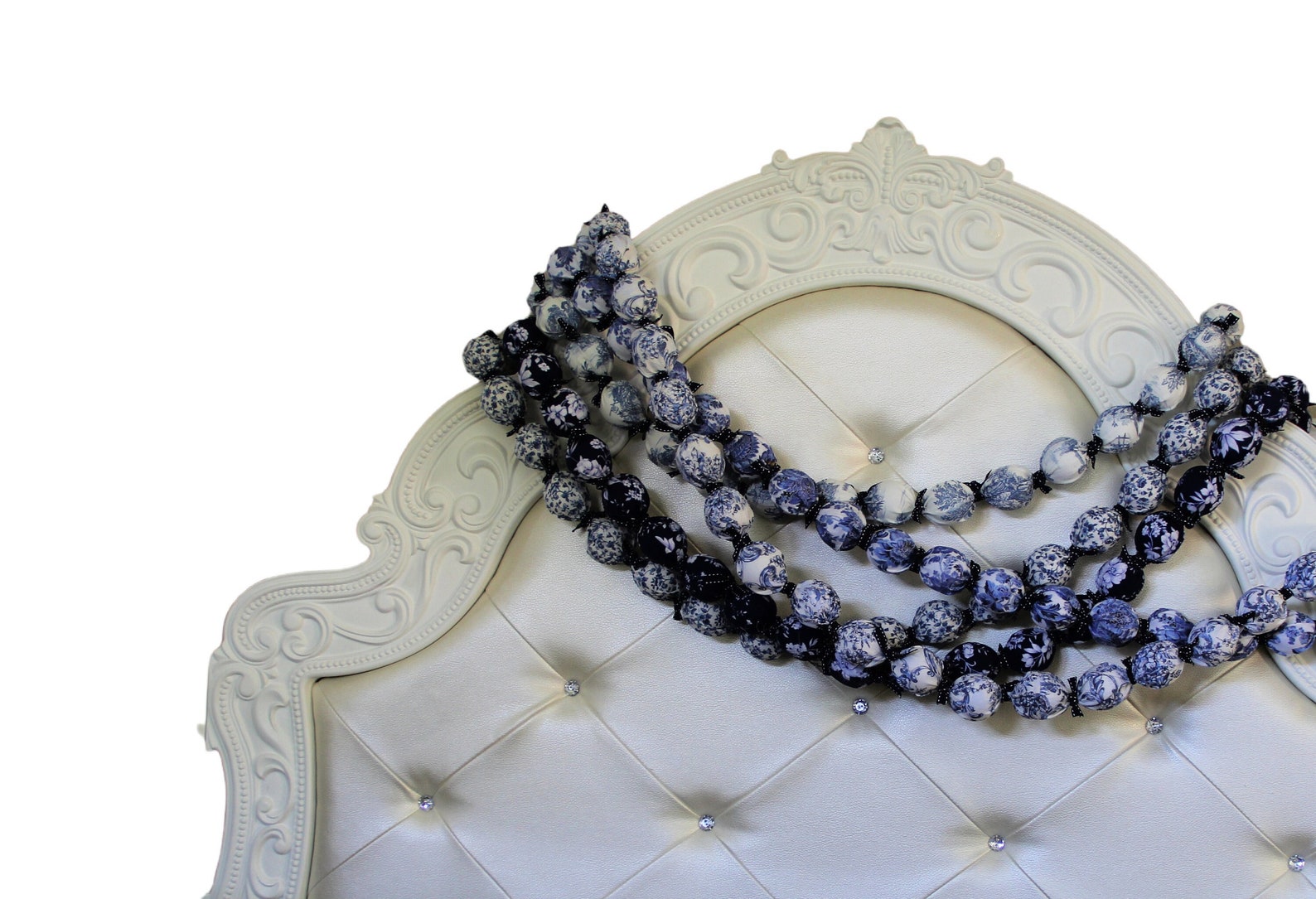 Blue Toile Ball Garland 5.5 Ft Long Blue and White Etsy