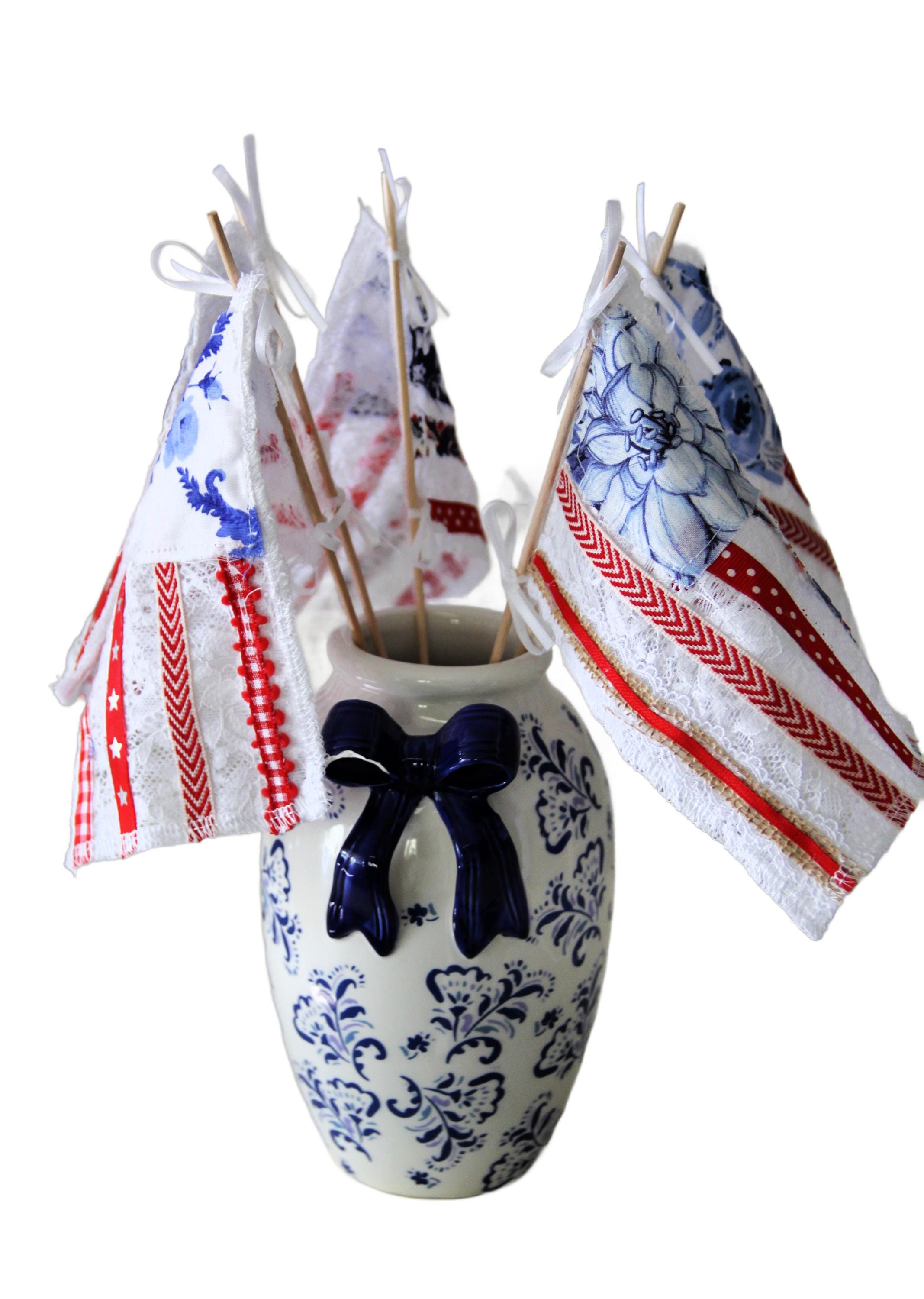 Fabric & Lace Rag Flags: French Country Tier Tray Decor - Etsy