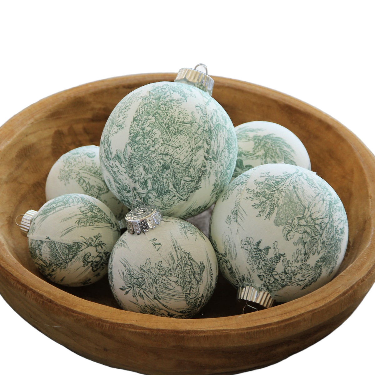 Green Toile Christmas Ornament