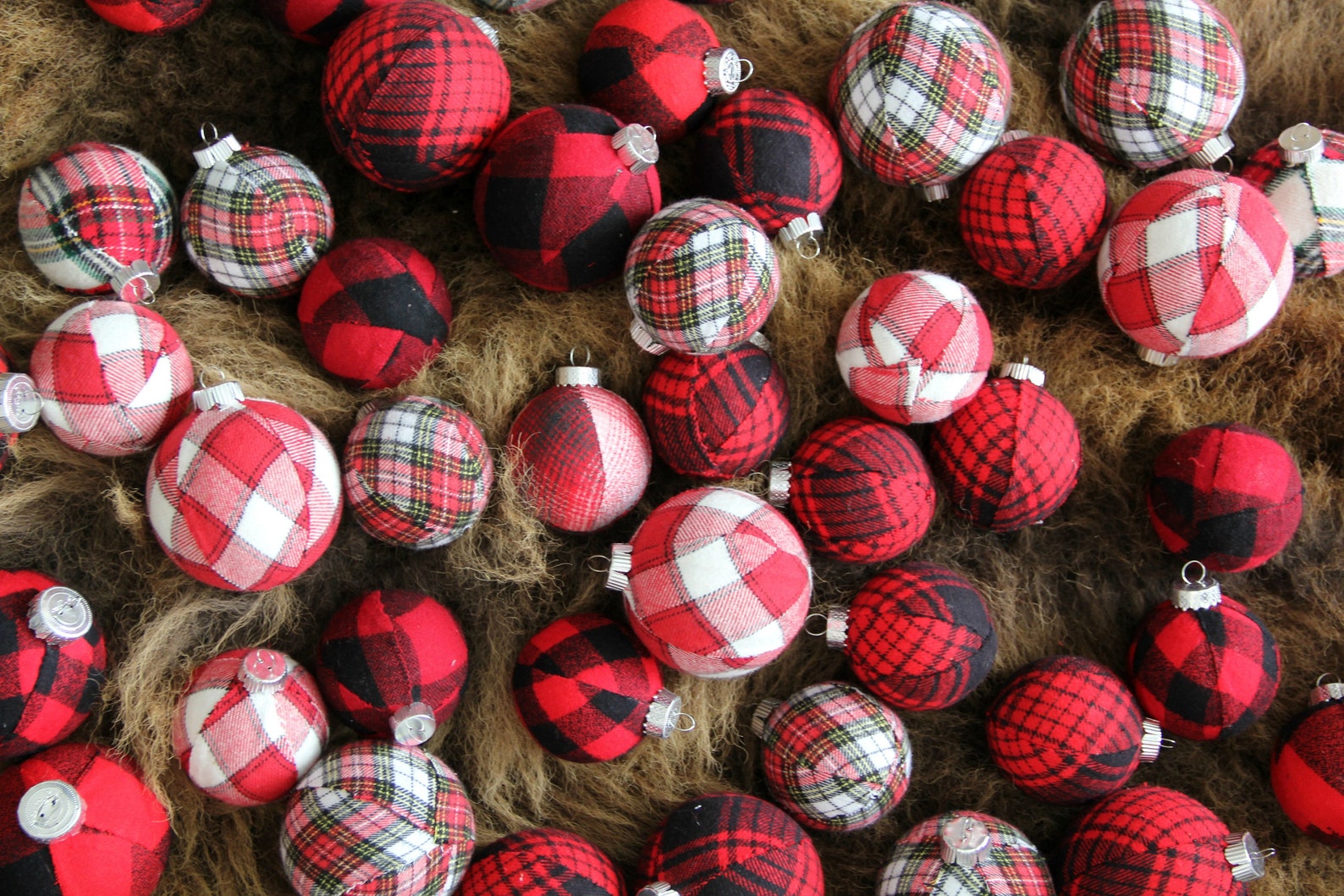 plaid-christmas-ornaments-jumbo-set-modern-christmas-decor-etsy