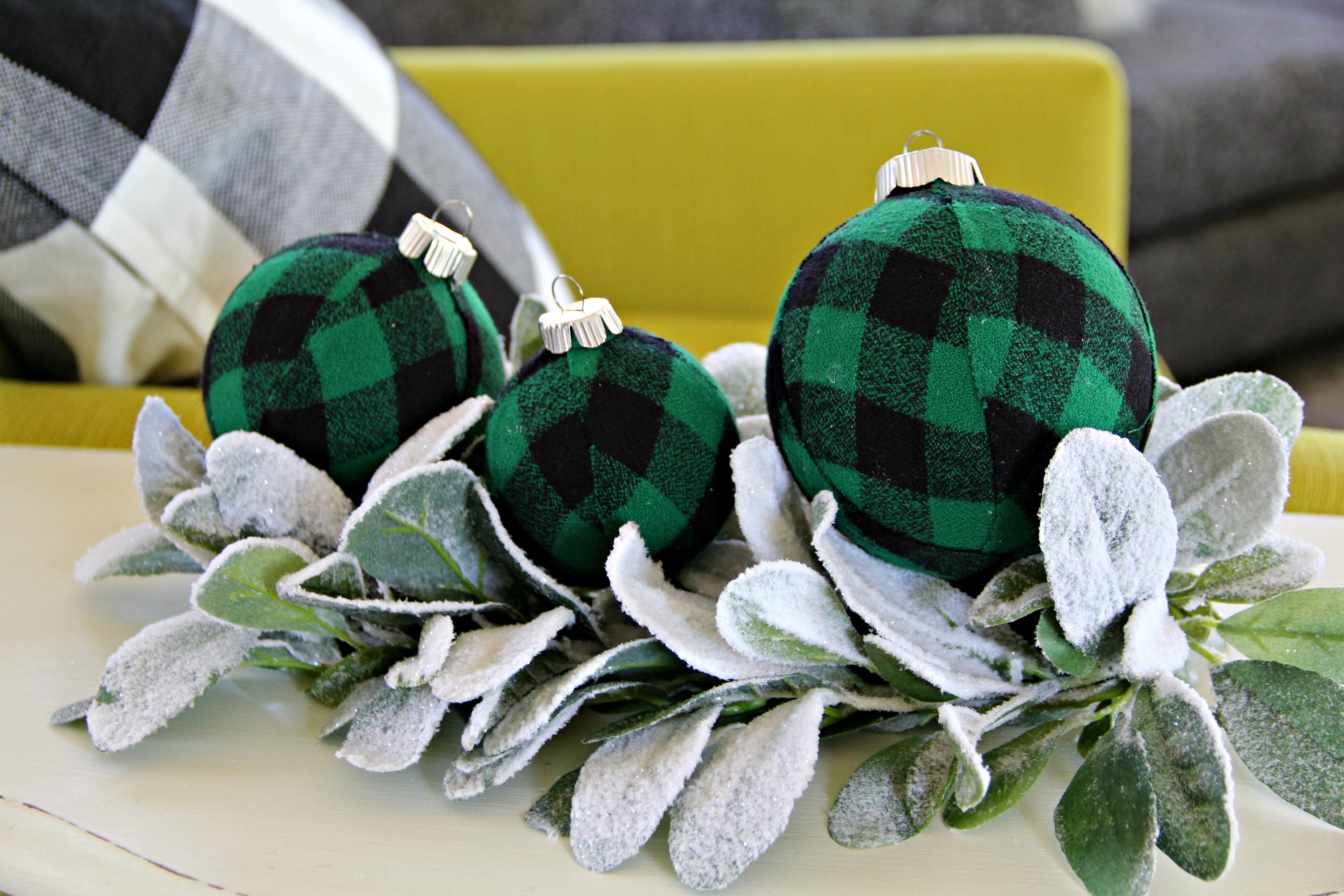 Buffalo Plaid Embroidery Hoop Ornaments - Keeping it Simple