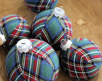 Plaid Christmas Ornaments.  Modern Christmas Decor, Tree Decor, Classic Plaid, Flannel, Chinoiserie & Plaid