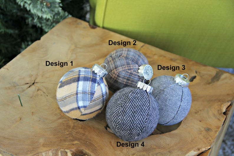 Tree Decoration Set Christmas Ball Herringbone Grey Plaid Christmas Ornaments Classic Holiday Modern Christmas Decor Cabin Holiday