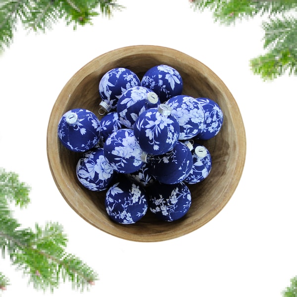 Chinoiserie Chic Inspired Christmas Ornaments - Blue Floral