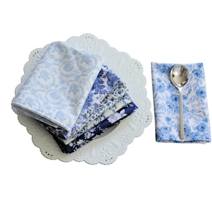 Chinoiserie Cotton Napkins, Blue and White, Set zdjęcie 2