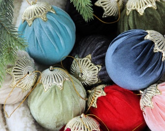 Velvet Ornaments - Holiday Decoration - Pick your color.