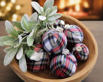 Plaid Fabric Christmas Ornaments: Shatterproof Tree Decor