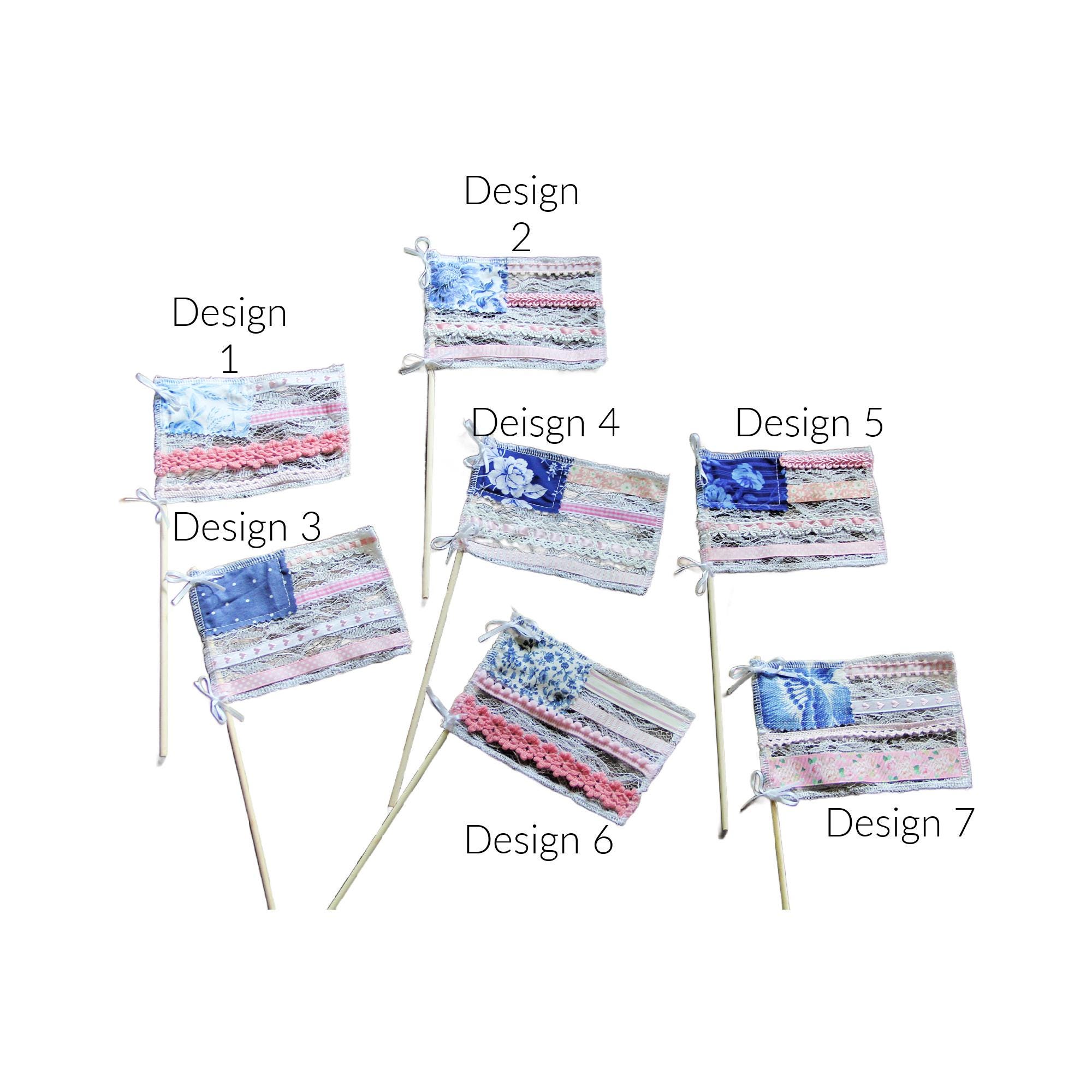 Fabric & Lace Rag Flags: French Country Pink and Blue - Etsy