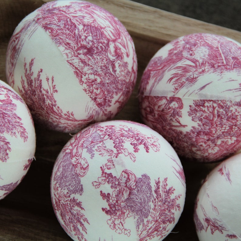 Pink Toile French Country Inspired Bowl Fillers. Decorator Rag Balls. image 3