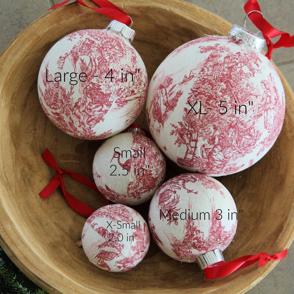 Red Toile Christmas Ornament: French Country Fabric Tree Decoration - Etsy