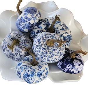 Chinoiserie Chic Pumpkin&#39;s. Three Sizes. Blue and White Decorative Pumpkin&#39;s.
