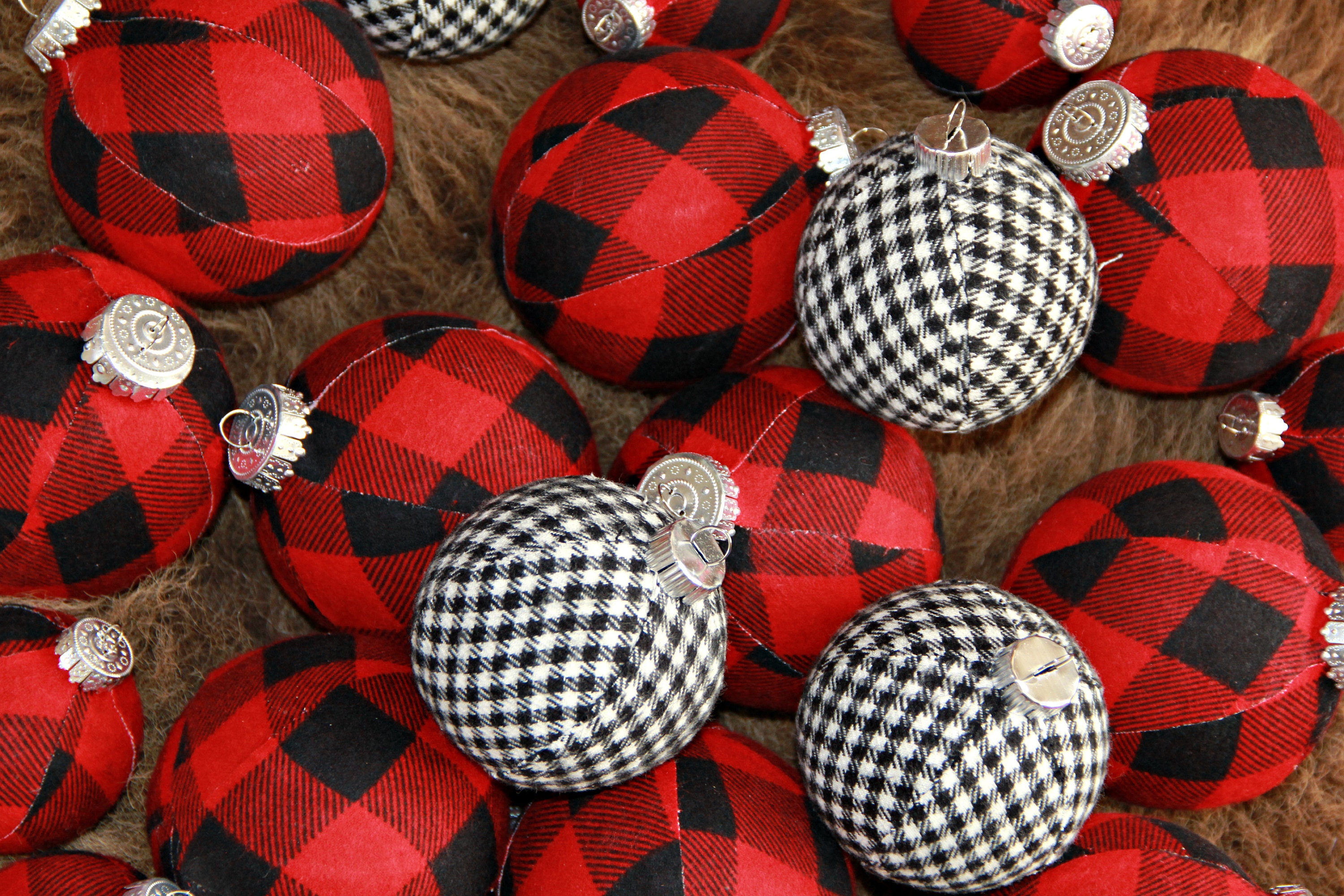 Plaid Christmas Ornaments. Jumbo Set. Modern Christmas Decor Etsy