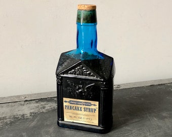 Vintage Mary Wheaton's Blue Syrup Bottle: 1775 Bicentennial Paul Revere Decanter