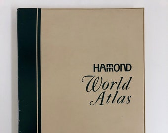 Vintage 1970 HAMMOND WORLD ATLAS, New Perspective Edition, Gazetteer, World Maps, Large Binder Format, Multiple Coloured U.S. & World Maps