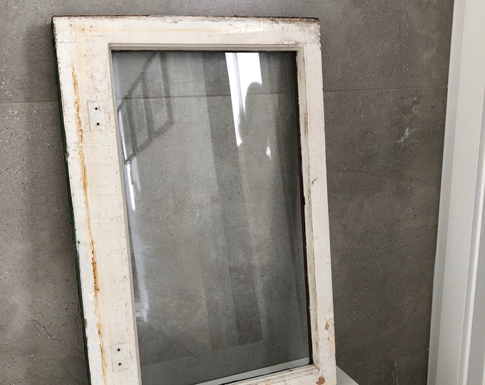 Vintage SINGLE PANE WINDOW, Rustic Farmhouse Wood Frame Window