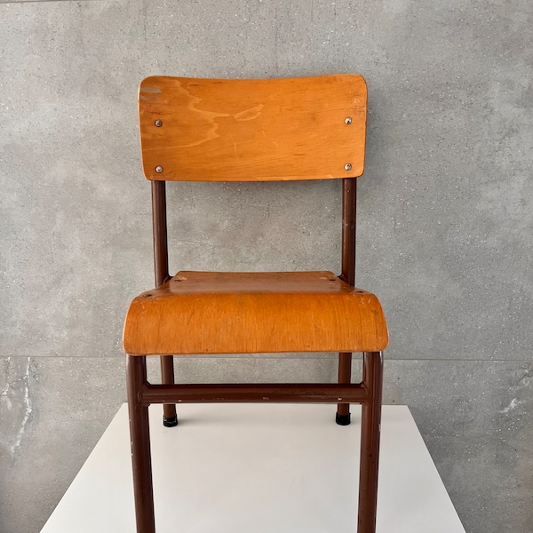 Vintage CHILD'S SCHOOL CHAIR, Mid-Century Wood & Tubular Metal Schoolhouse / Sunday School Chair, 1950s Playroom Seating, Child's Room Decor