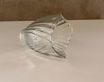 Vintage Art Deco Glass Pendant Light Shade: Rippled Clear Glass