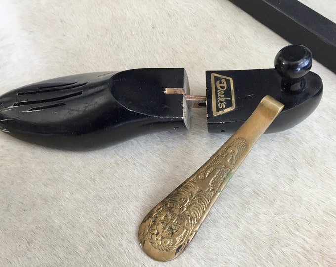 Vintage BRASS NAUTICAL SHOE Horn, Antique Solid Brass Shoe Horn