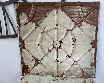 large vintage tin ceiling tile 24 inch rusty chippy antique ceiling tile embossed pattern architectural salvage shabby chic ceiling tile - Antique Tin Ceiling Tiles large vintage tin ceiling tile 24 inch rusty chippy antique ceiling tile embossed pattern architectural salvage shabby chic ceiling tile - Antique Tin Ceiling Tiles