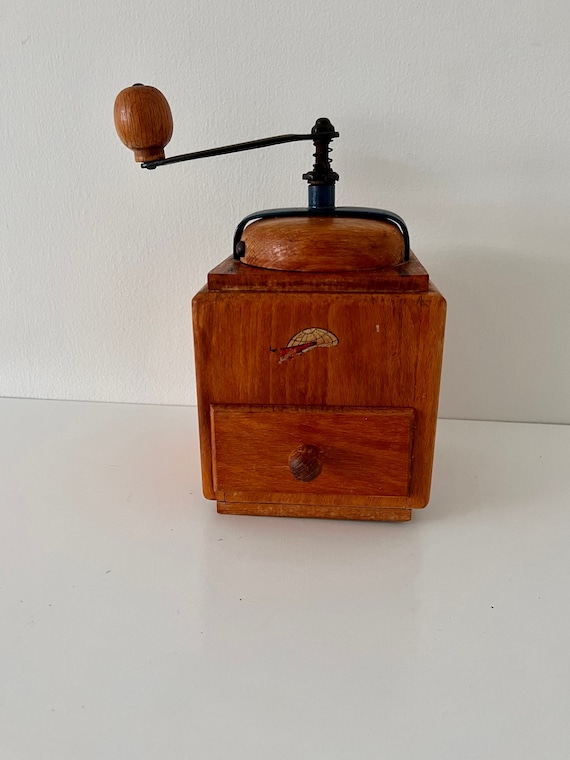 Vintage Leinbrocks Ideal Coffee Grinder: Hand Crank German Wood Mill
