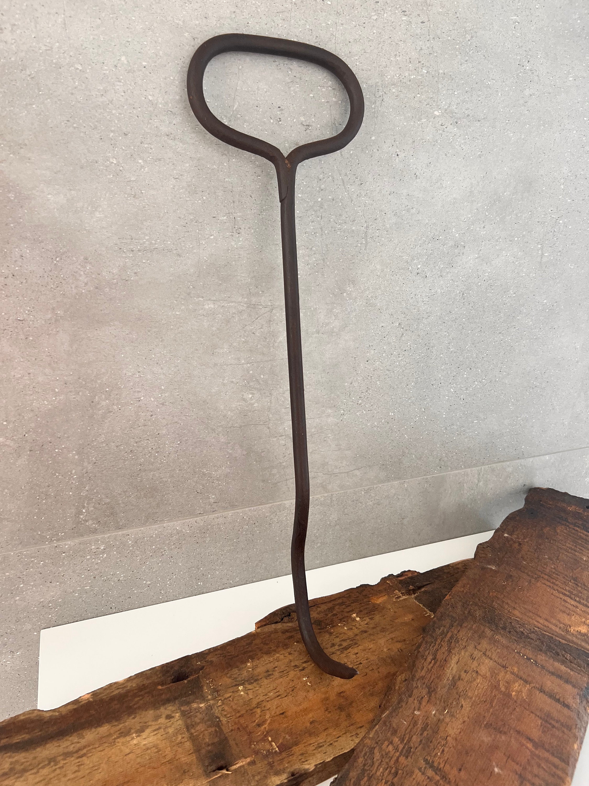 Vintage Large HAY BALE HOOK, Hand Forged Cast Iron Hay Hook