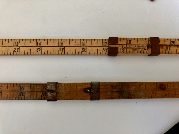 Vintage Wooden Plastic Rulers Advertising 3-sided 