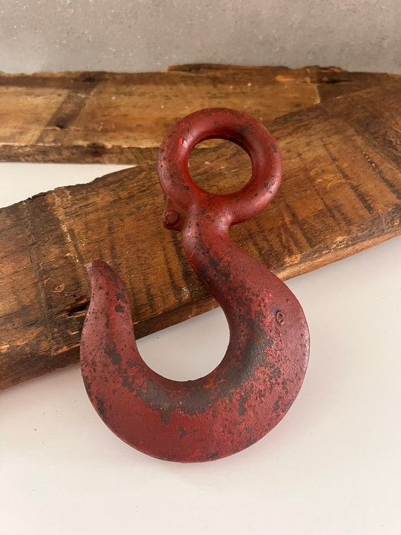 Vintage Large CROSBY LAUCHLIN HOOK, 8 Red Iron Hook S.W.L 37, Heavy Antique  Industrial Hook, Rustic Rigging, Industrial Salvage Hoist Hook 