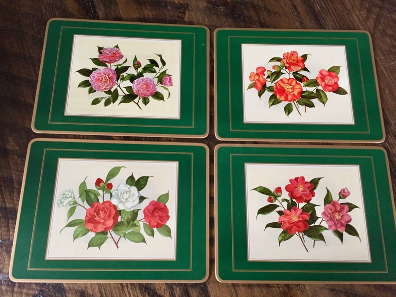 Vintage Pimpernel Redoute Rose Placemats Set Of Pink Red Etsy