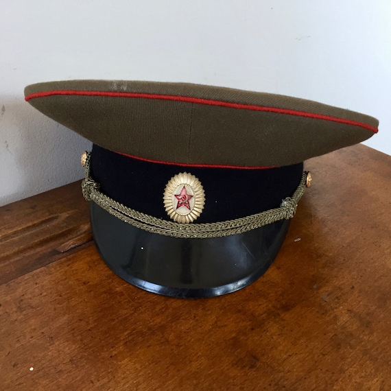 Vintage RUSSIAN MILITARY Hat w/ Hammer and Sickle
